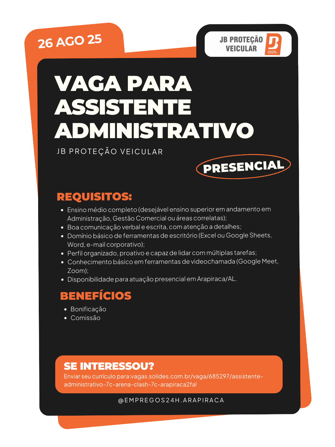 Vaga para Assistente Administrativo 