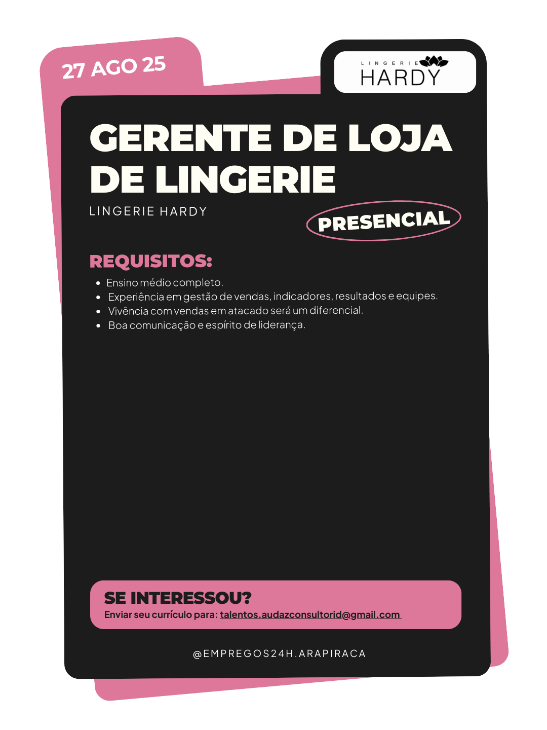 GERENTE DE LOJA DE LINGERIE